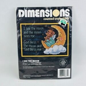 Dimensions I See The Moon Counted Cross Stitch Kit 6671 Angel Bear God‎ Bless